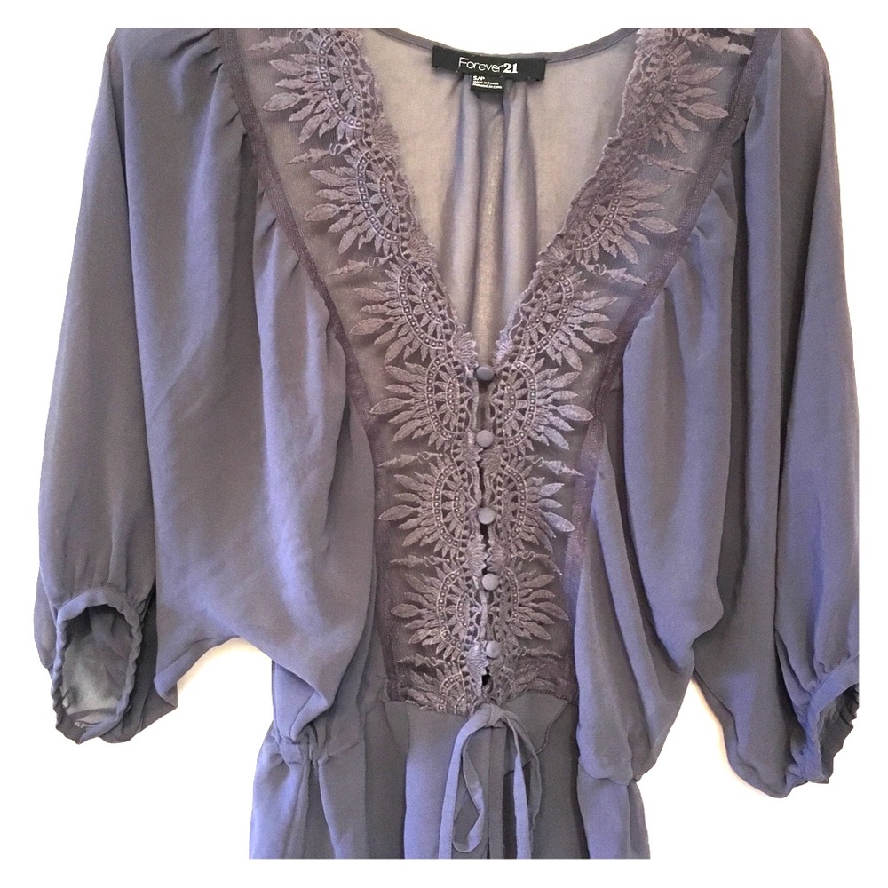 Forever 21 Gray Sheer Overblouse